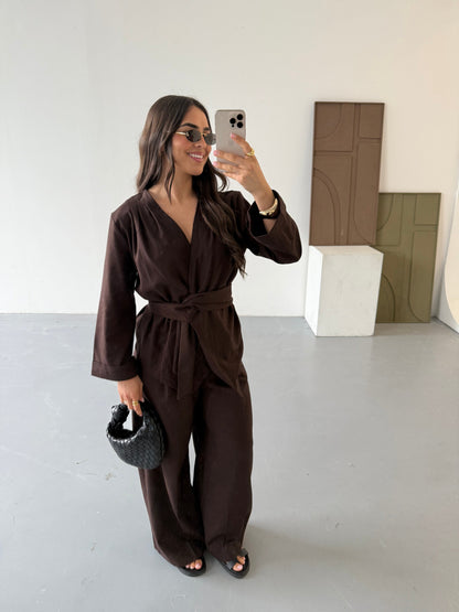 Ensemble à nouer ELONA marron (25CY815)