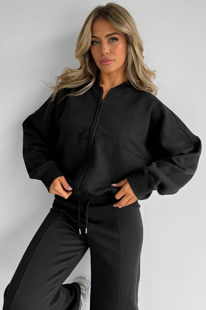 Fleece Bomber Wide-Leg Lounge Set