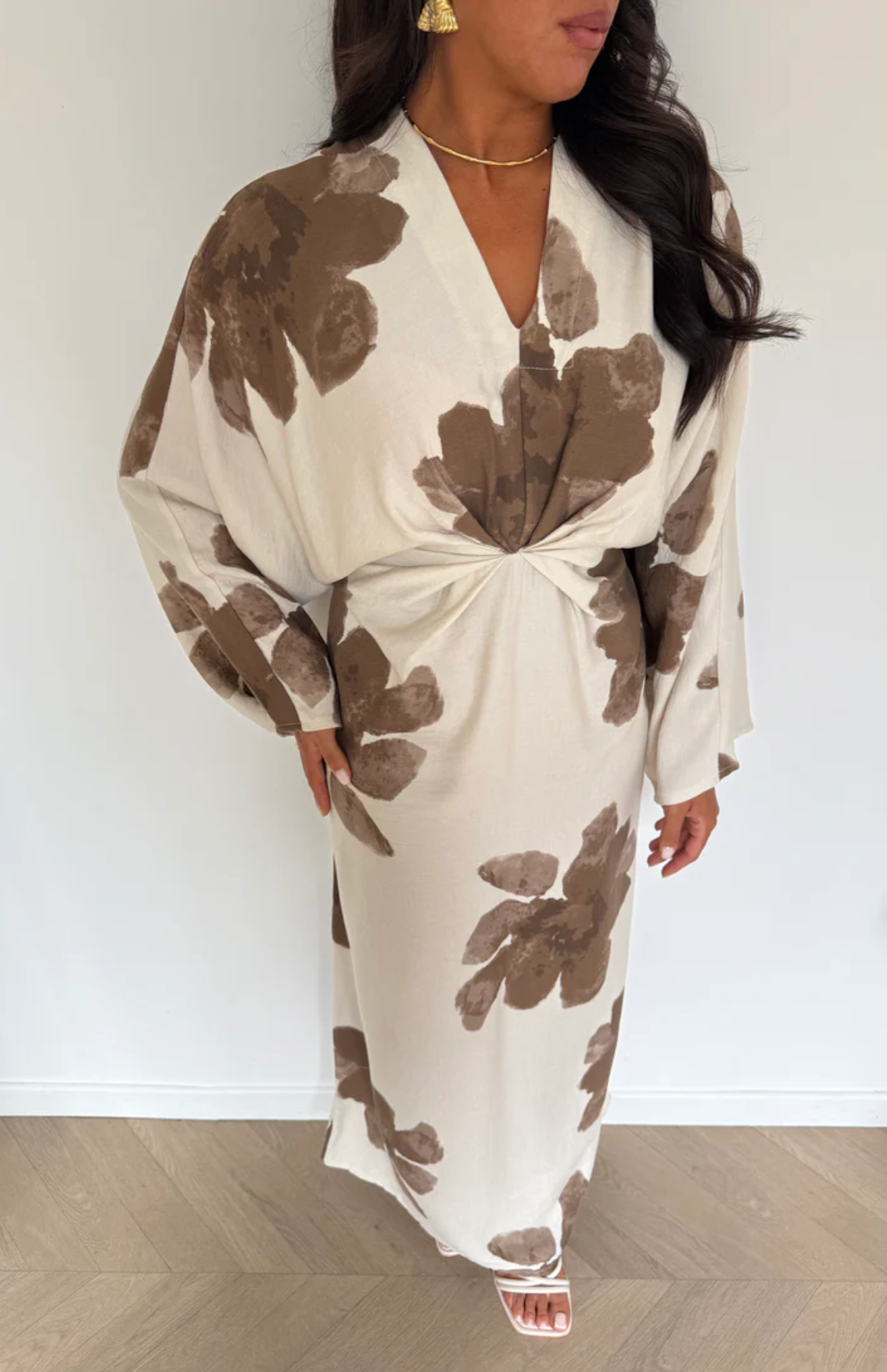 LINA Floral Linen-Effect Maxi Dress