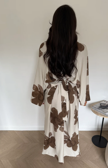 LINA Floral Linen-Effect Maxi Dress