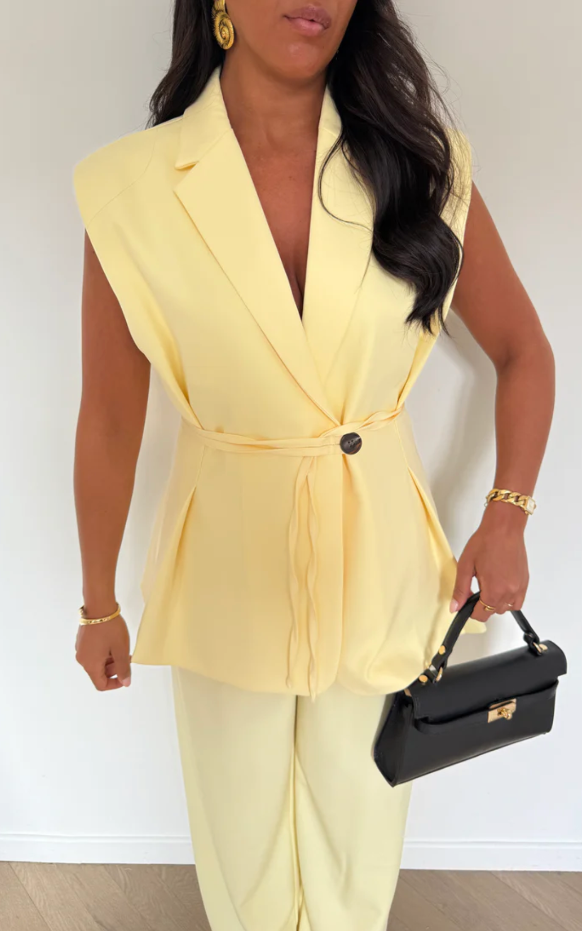 AVA Sleeveless Belted Blazer