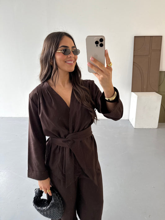 Ensemble à nouer ELONA marron (25CY815)