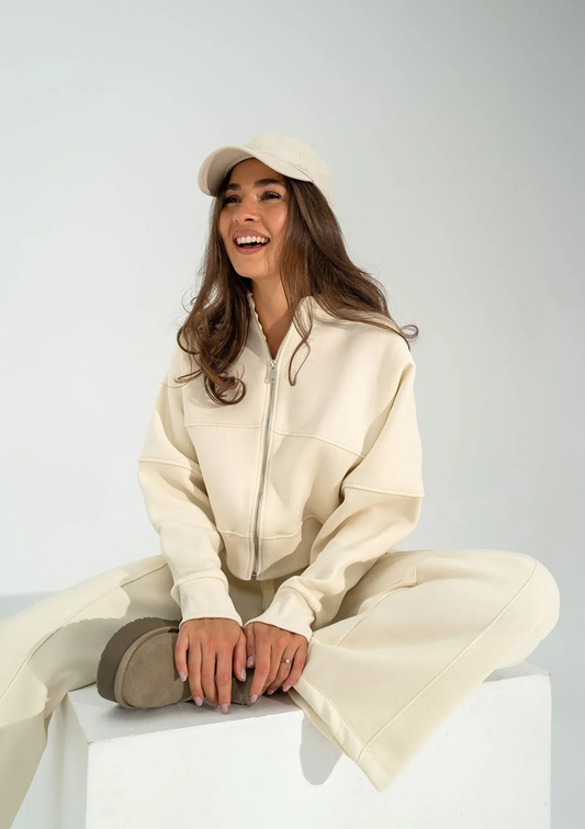 Fleece Bomber Wide-Leg Lounge Set