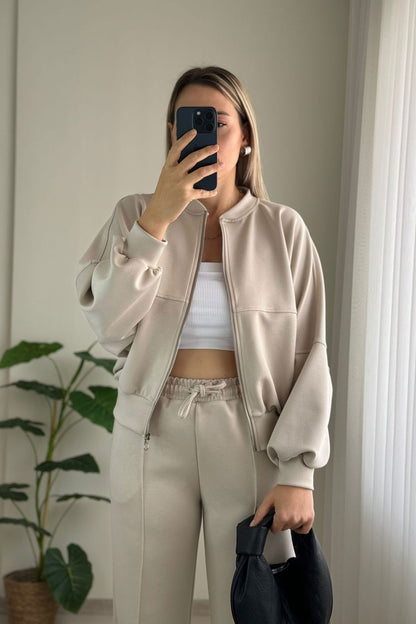 Fleece Bomber Wide-Leg Lounge Set