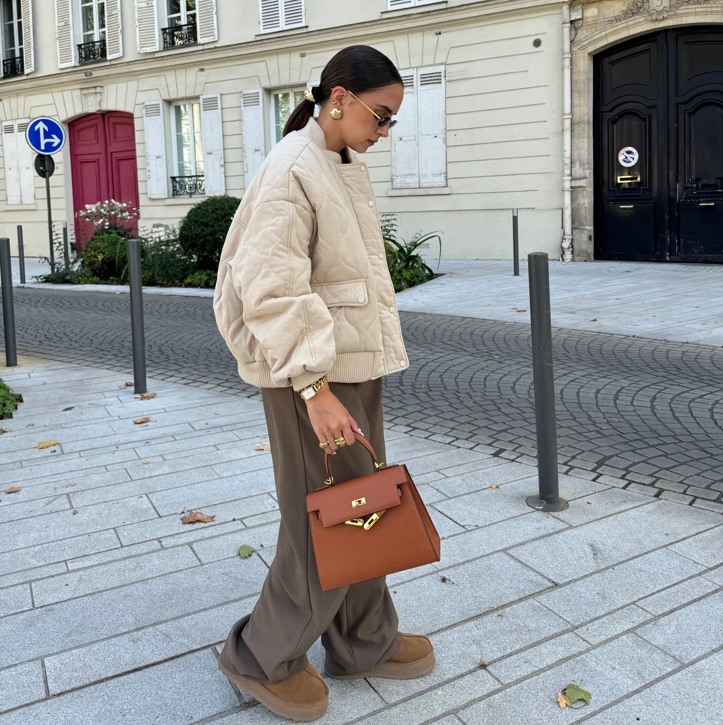 Autumn in Paris - Beige Bomber Jacket