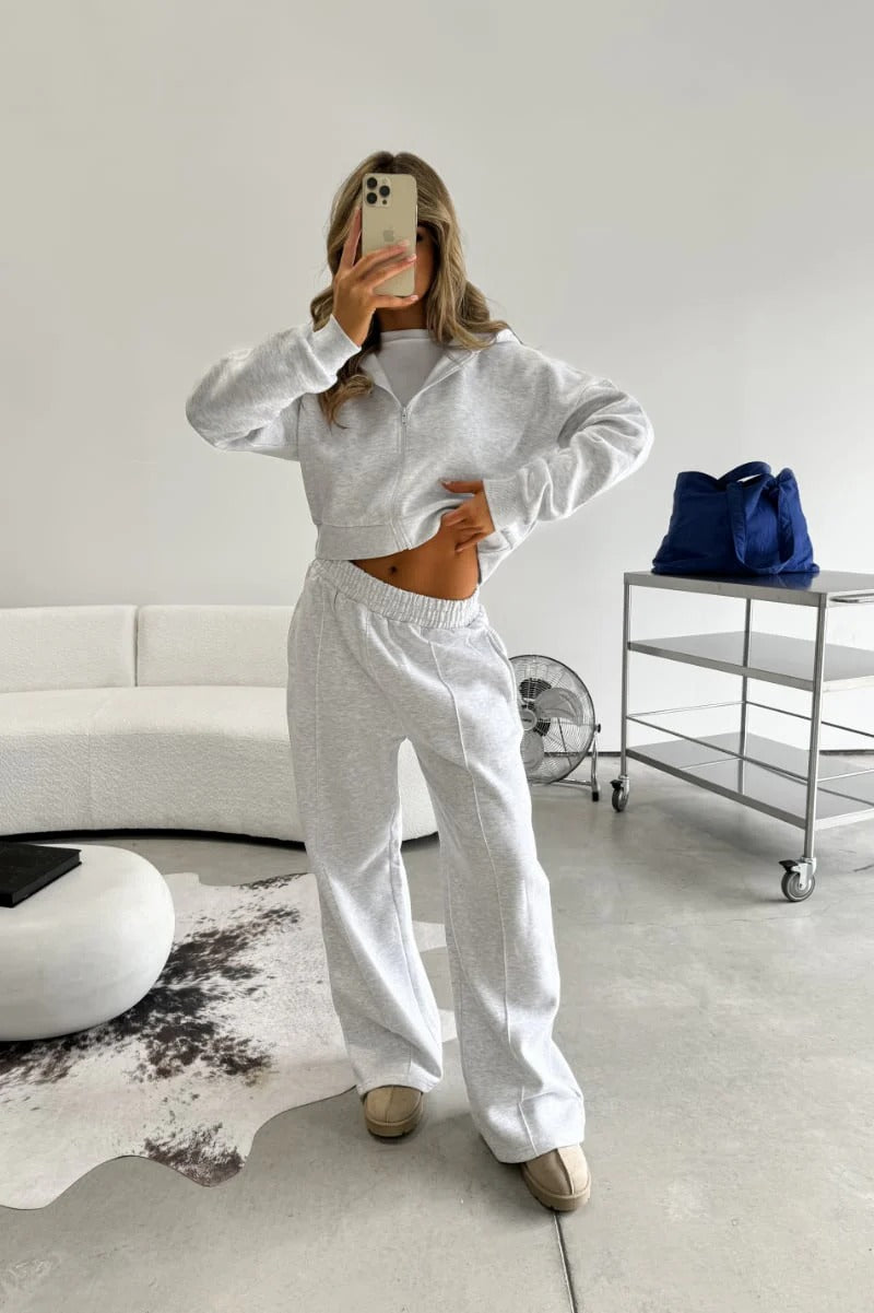 Fleece Bomber Wide-Leg Lounge Set