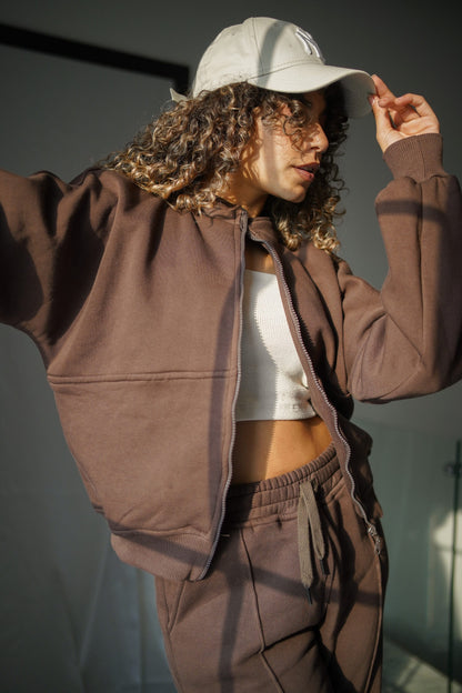 Fleece Bomber Wide-Leg Lounge Set